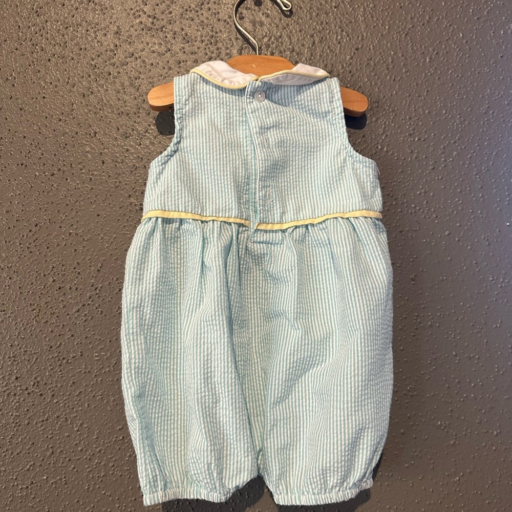 Edgehill Collection Striped Seersucker Romper with Anchor Embroidery - Picture 5 of 7